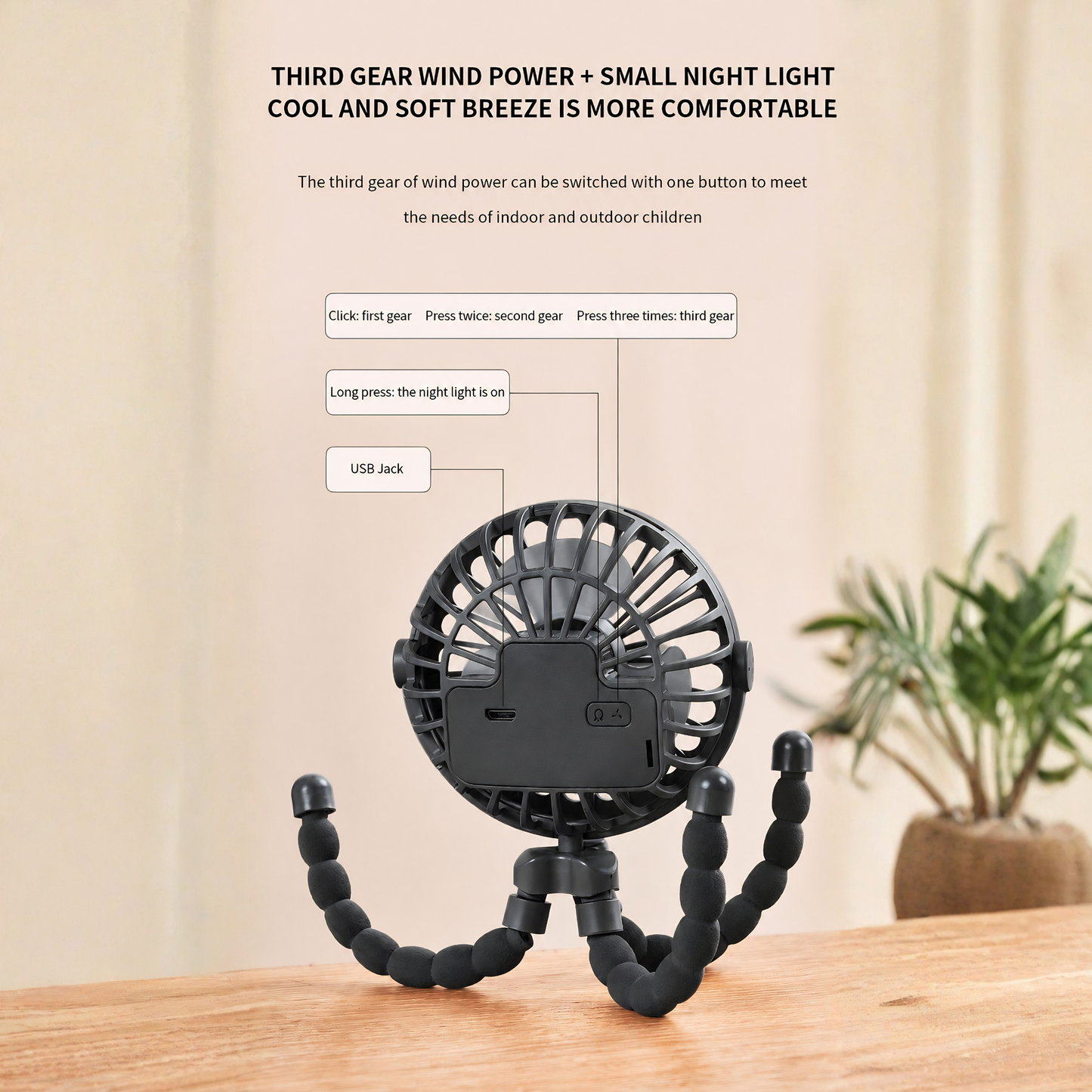 BreezeBuddy™ 3-in-1 Portable Stroller Fan